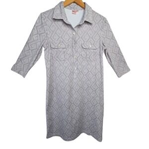 Persifor Womens Gray Geometric Knit Popover Shift Shirt Dress SZ M